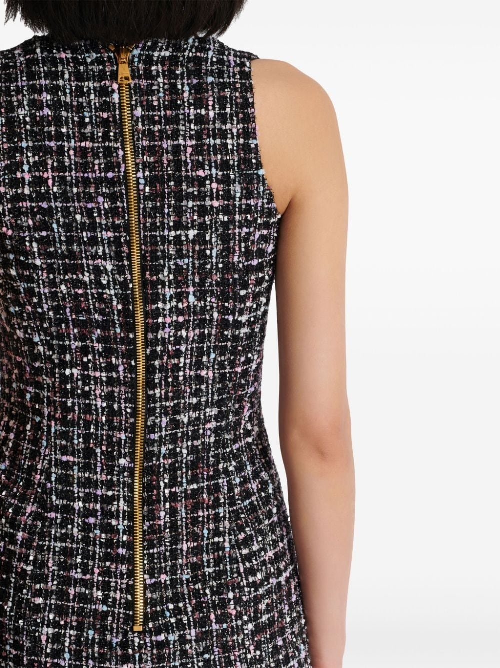 button-embellished tweed minidress - 6