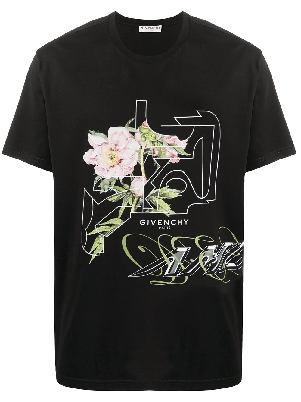 peony printed T-shirt - 1