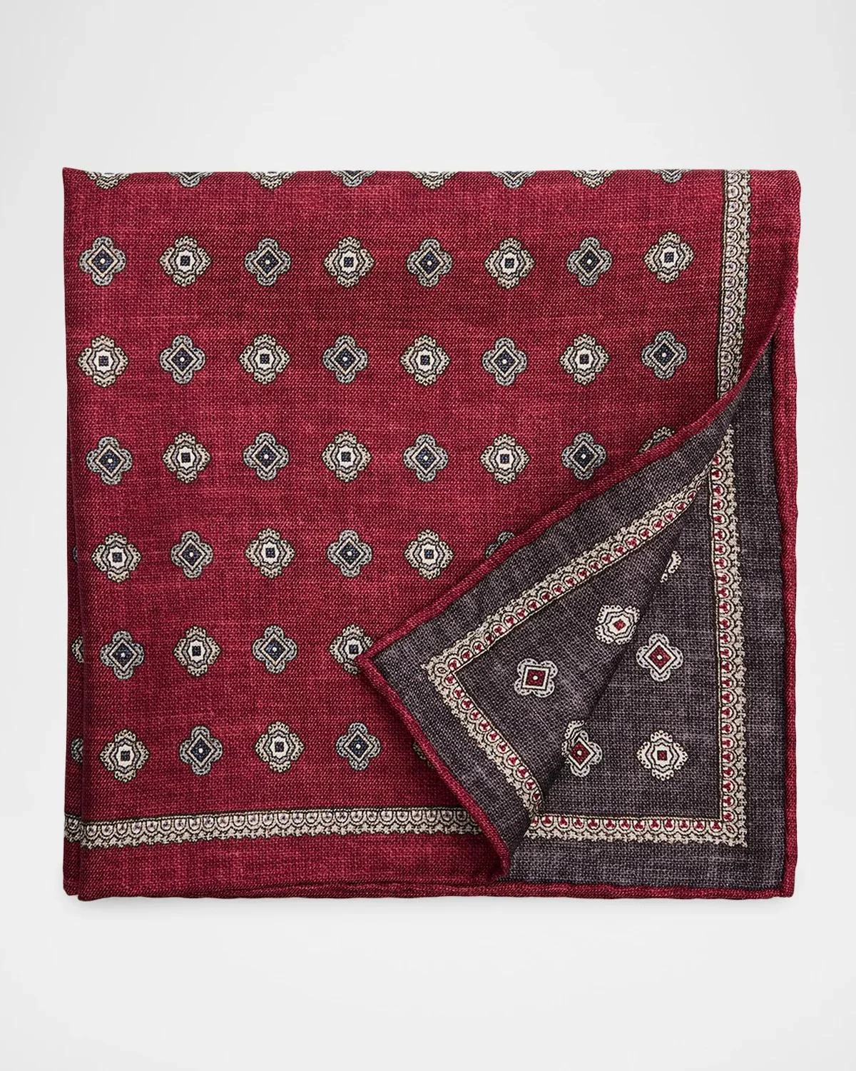 Men's Silk Medallion Pocket Square - 1