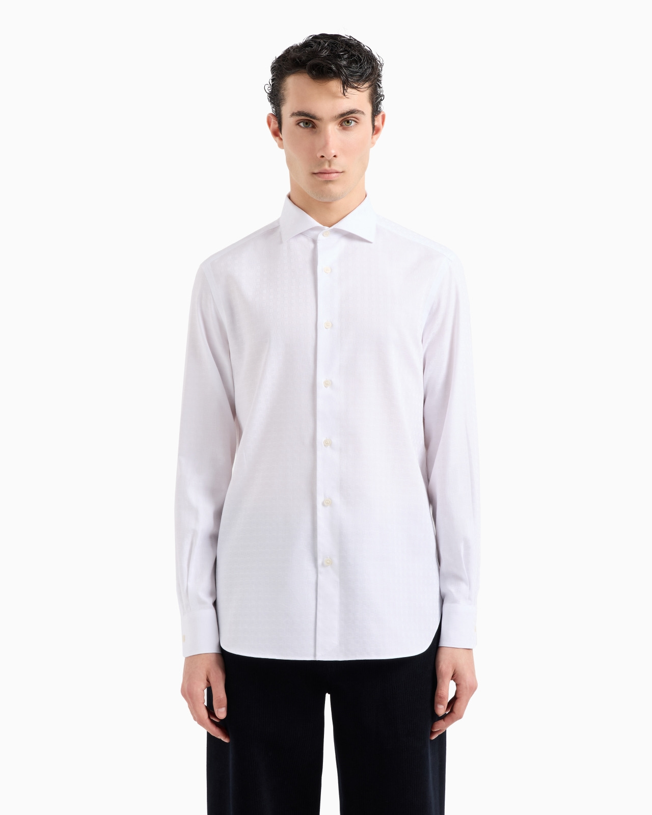 Cotton shirt with all-over jacquard logo pattern - 2