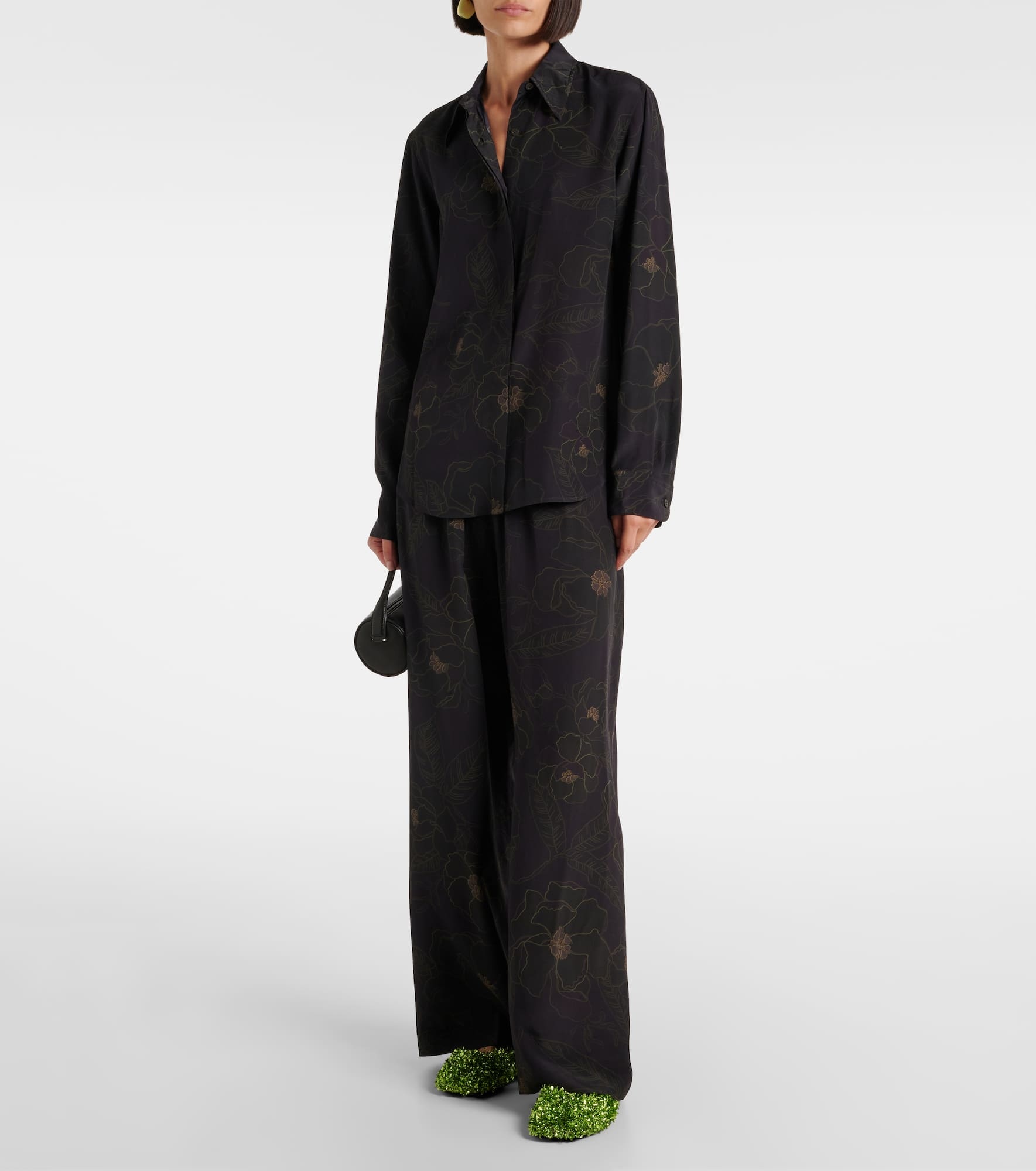 Floral silk straight pants - 2