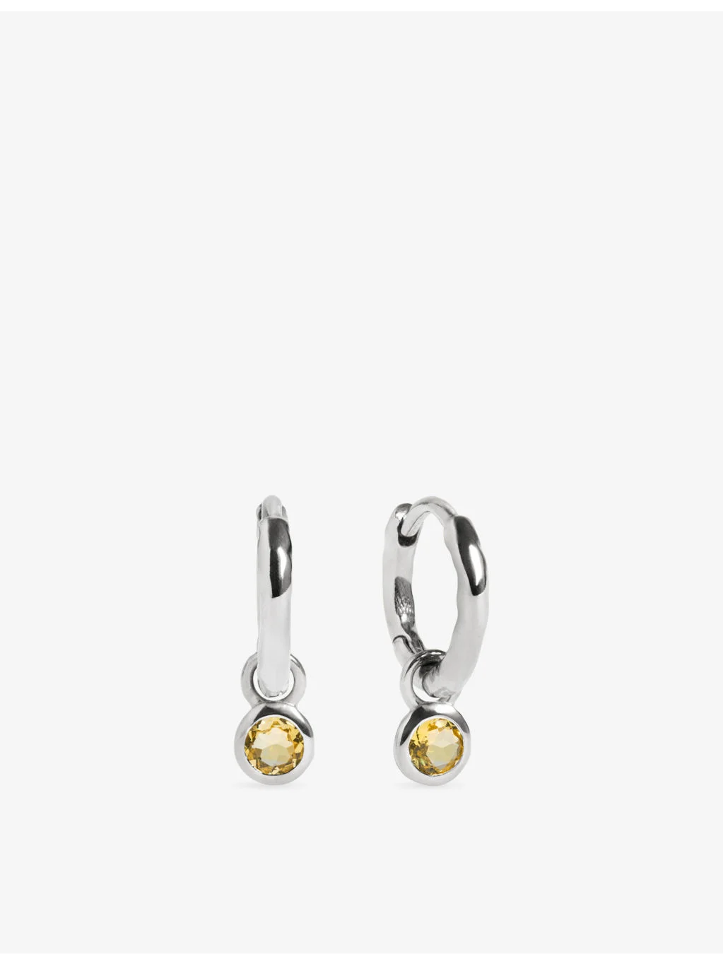 November Birthstone Sterling-Silver and Citrine Huggie Earrings - 1