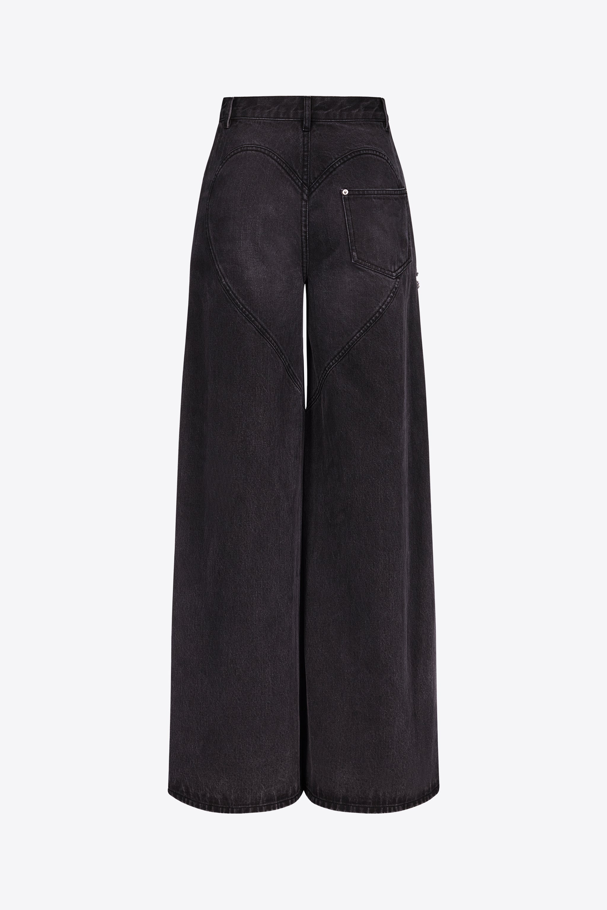 WIDE LEG CRYSTAL SLIT JEAN - 2