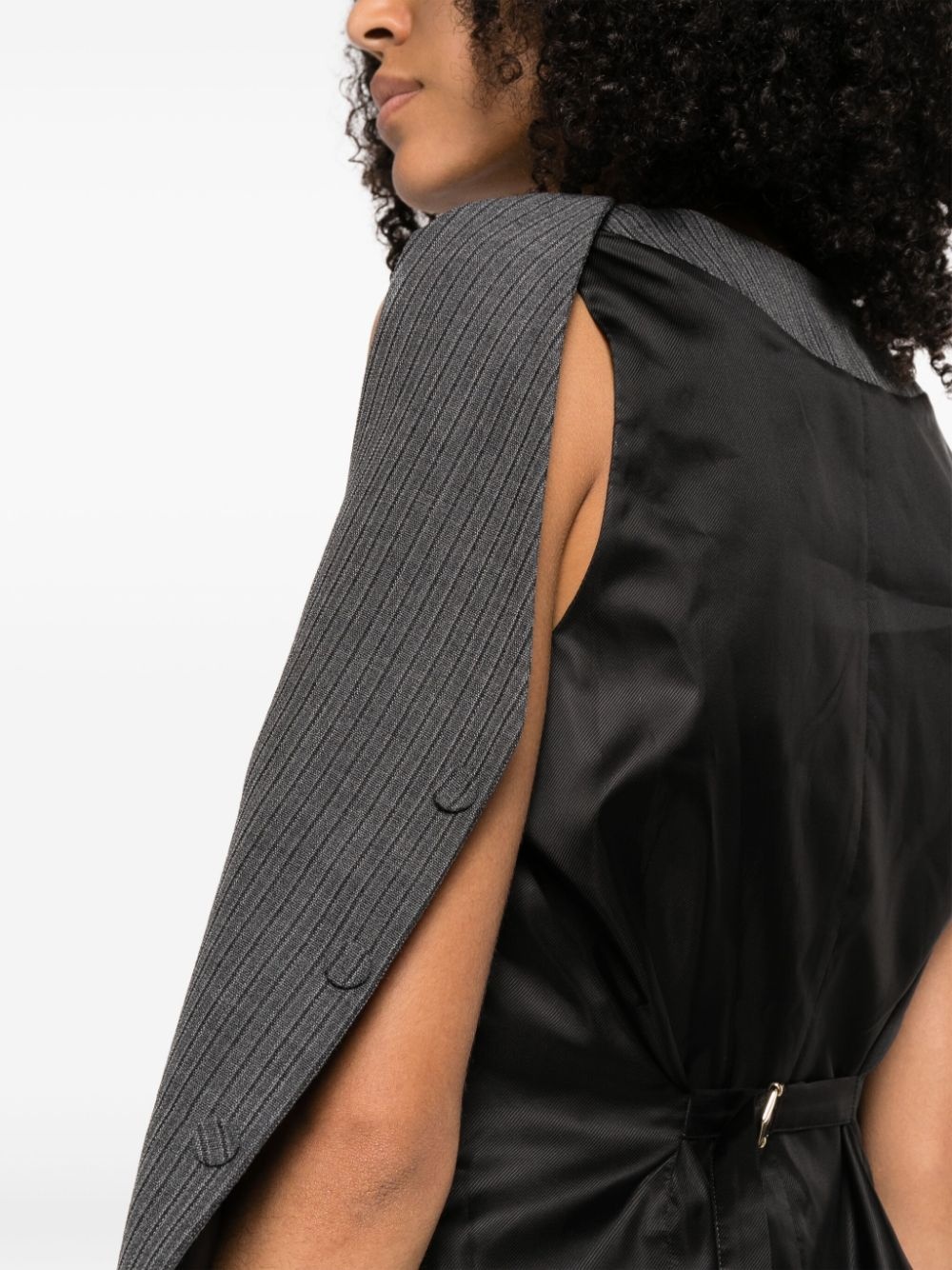 deconstructed pinstripe wool waistcoat - 5