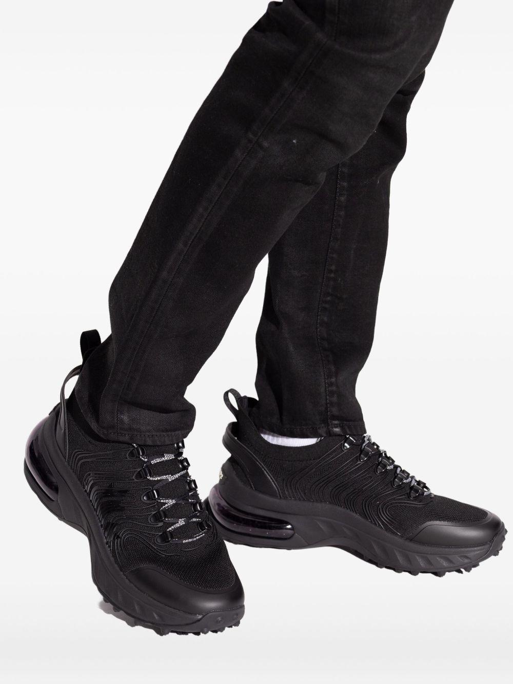 textured lace-up sneakers - 5
