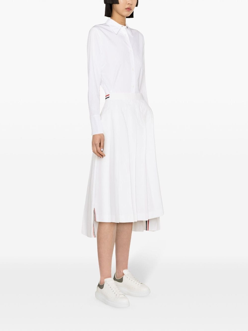 pleated cotton midi skirt - 3
