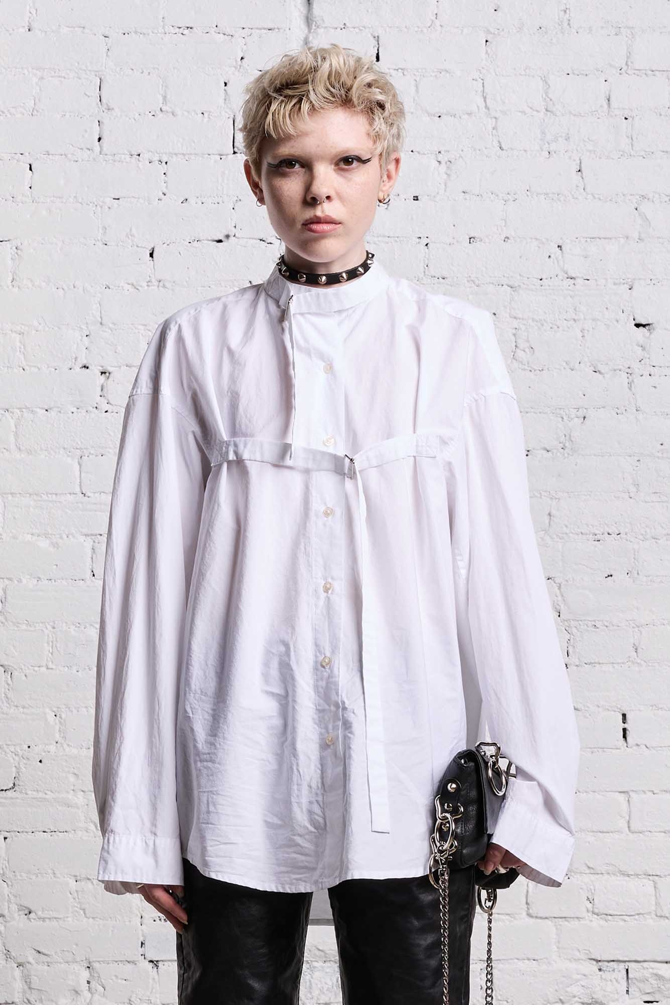 BELTED BUTTON-UP - WHITE - 4