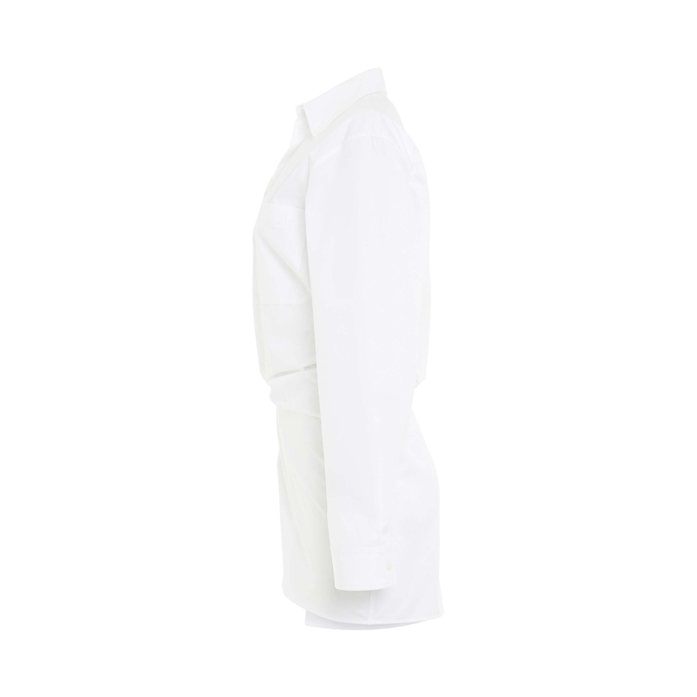 Poplin Twist Shirt Dress in White - 3