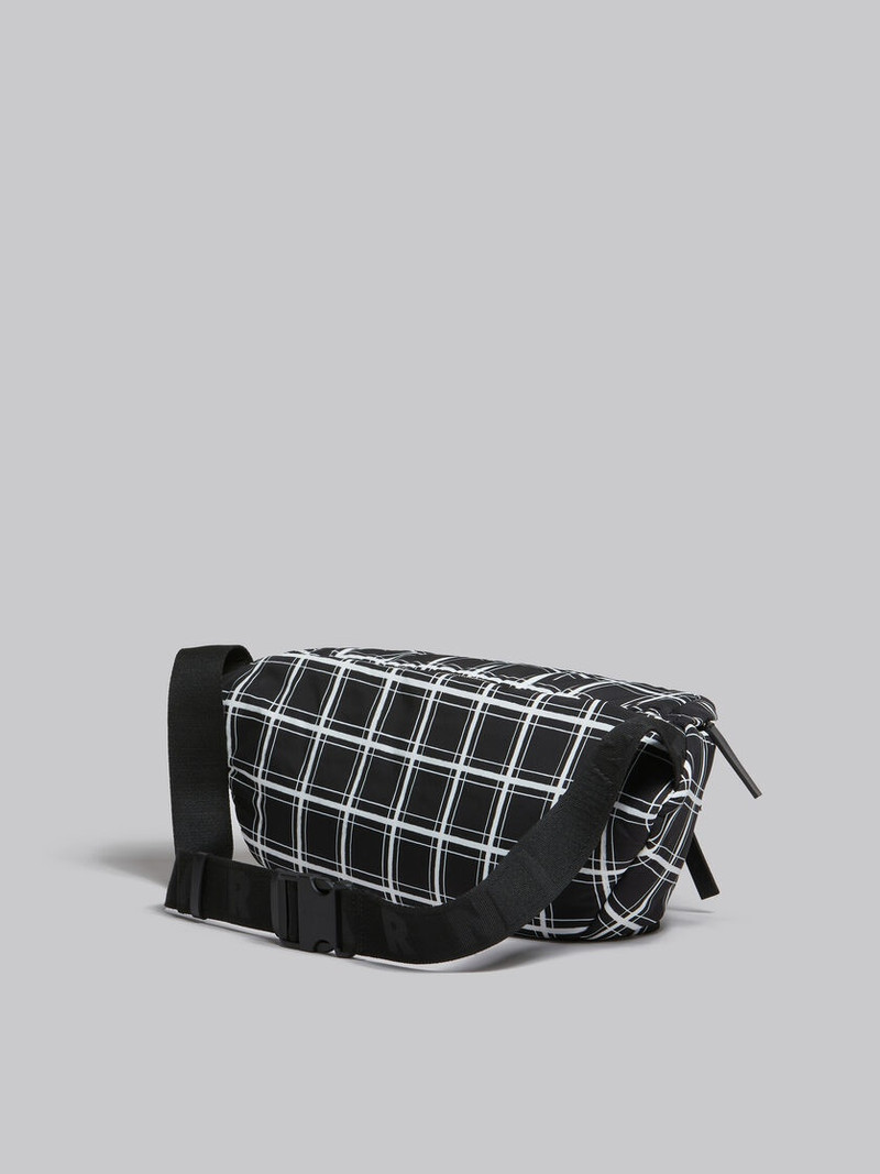 BLACK CHECKED PUFF BELT BAG 3