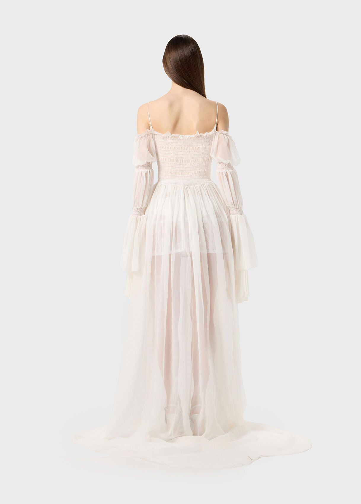 LONG SILK CHIFFON DRESS WITH BUTTONS - 3