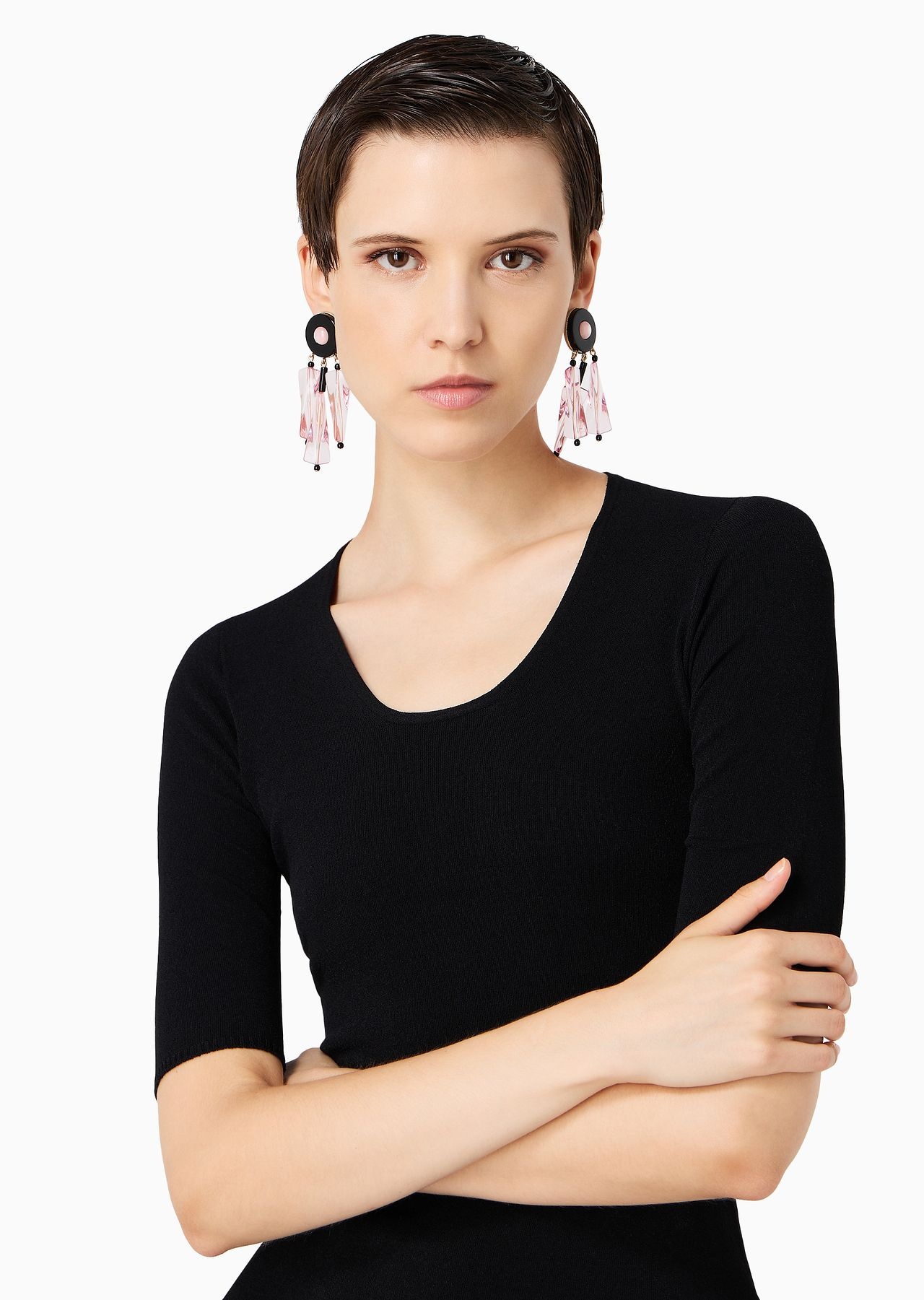 Viscose and wool blend jacquard crew-neck jumper - 5