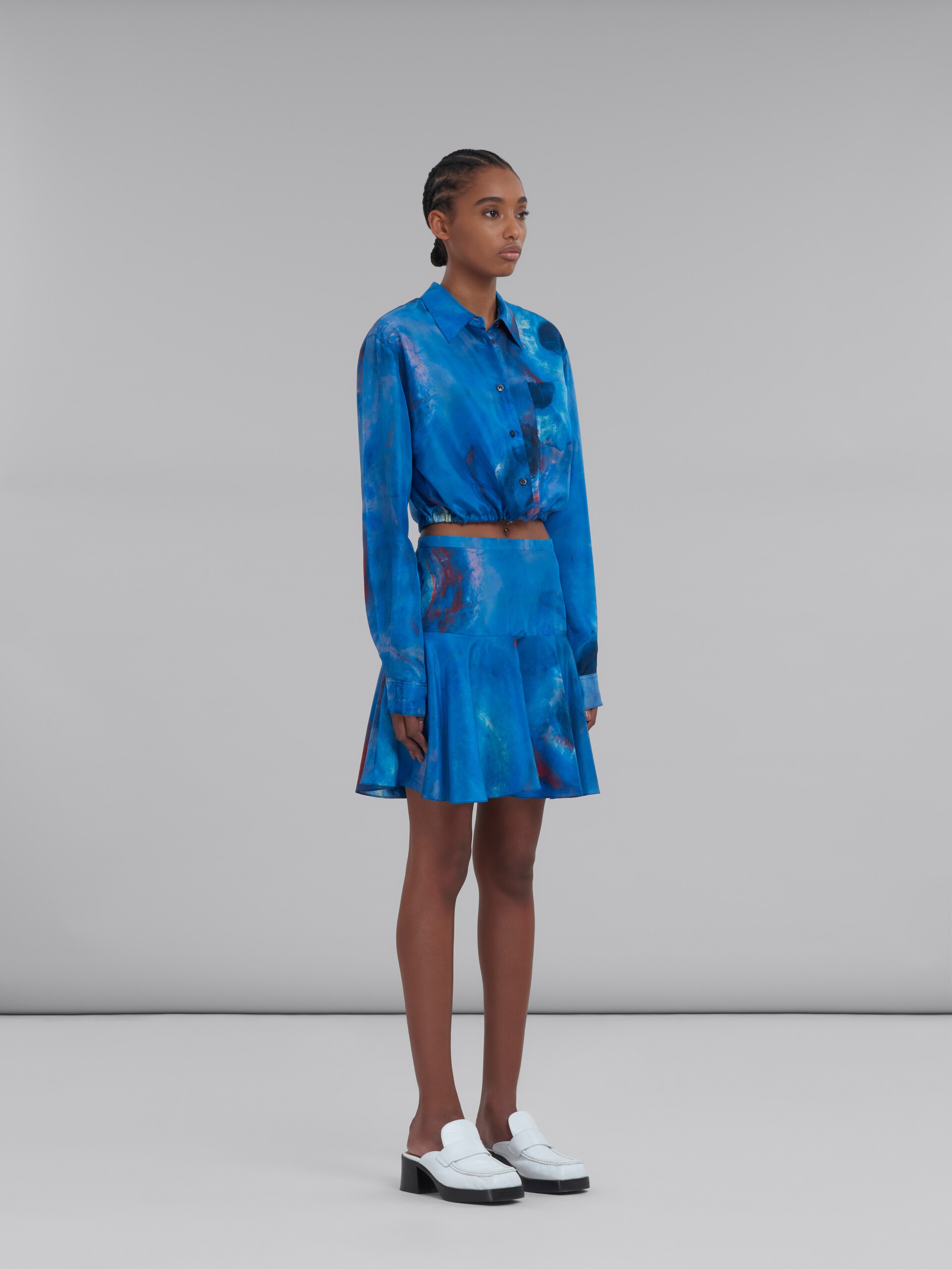 SILK FLOUNCE SKIRT WITH BUCHI BLU PRINT - 5