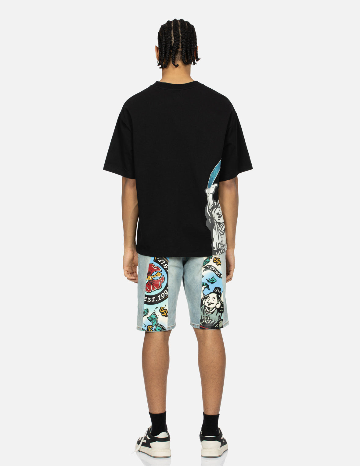 GODHEAD PRINT AND SEAGULL EMBROIDERY LOOSE FIT T-SHIRT - 6
