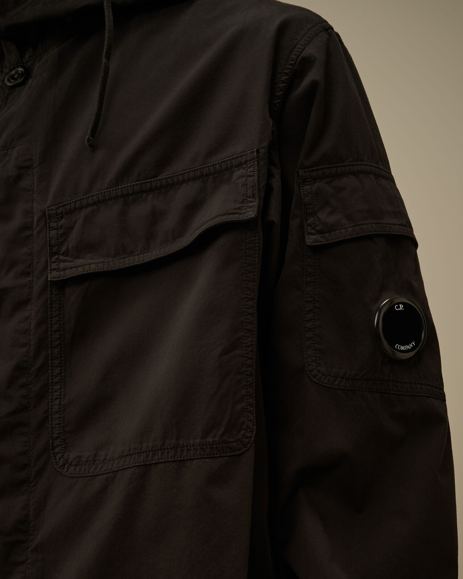 Organic Gabardine Hooded Zipped Overshirt - 5