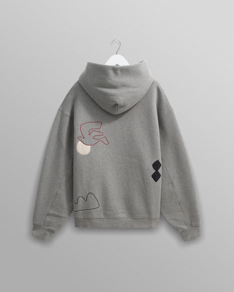 Rydal - Grey Doodle Embroidered Loopback Cotton Hoodie 8