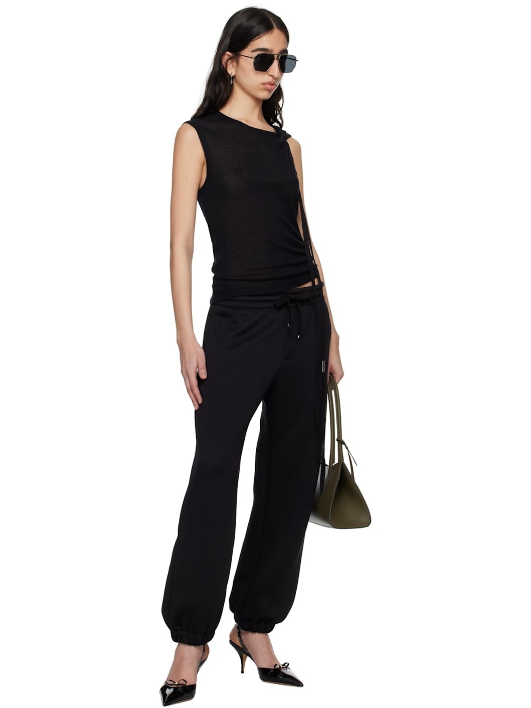 Black Embroidered Skull Lounge Pants - 4