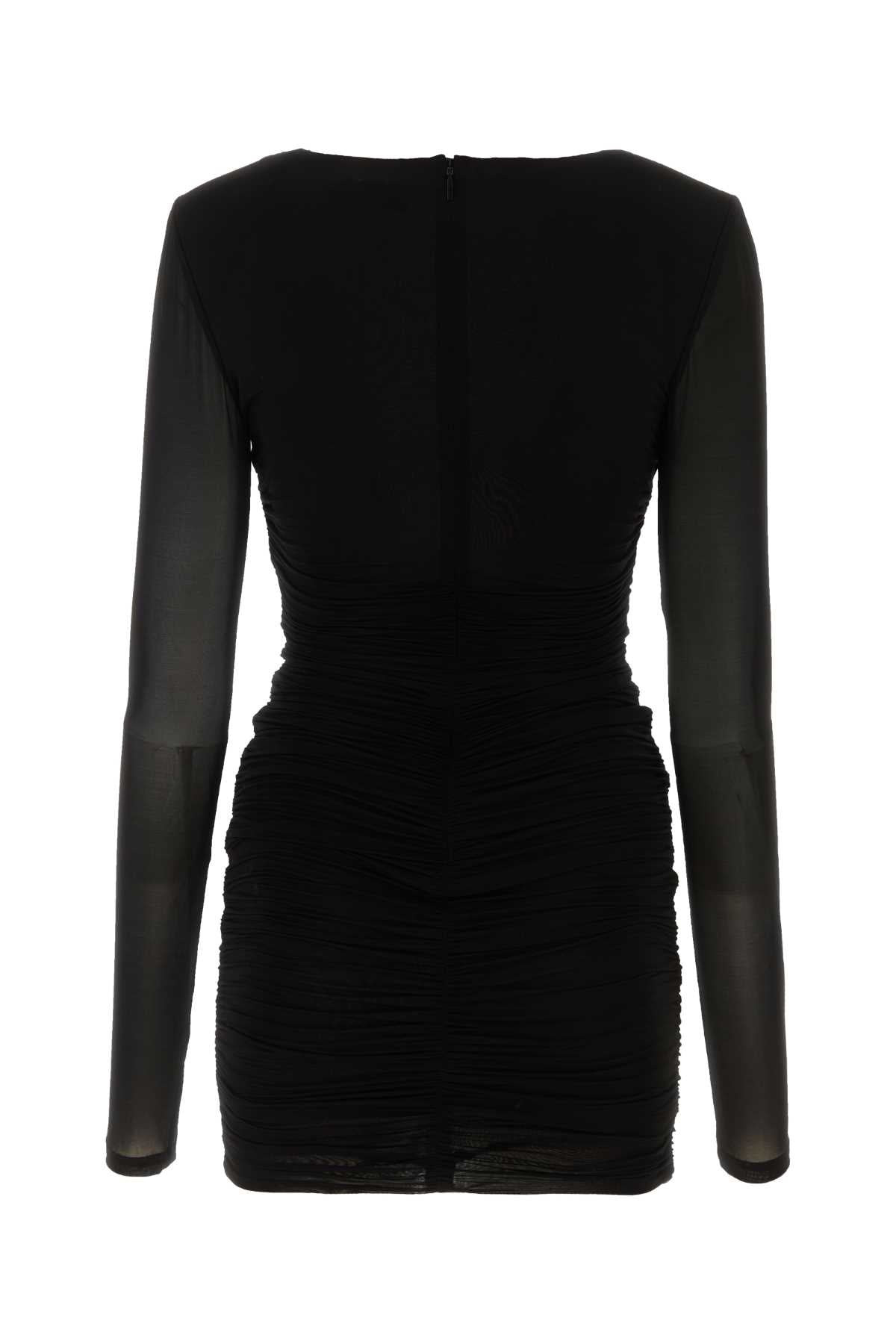 Saint Laurent Women Black Stretch Cupro Mini Dress - 2