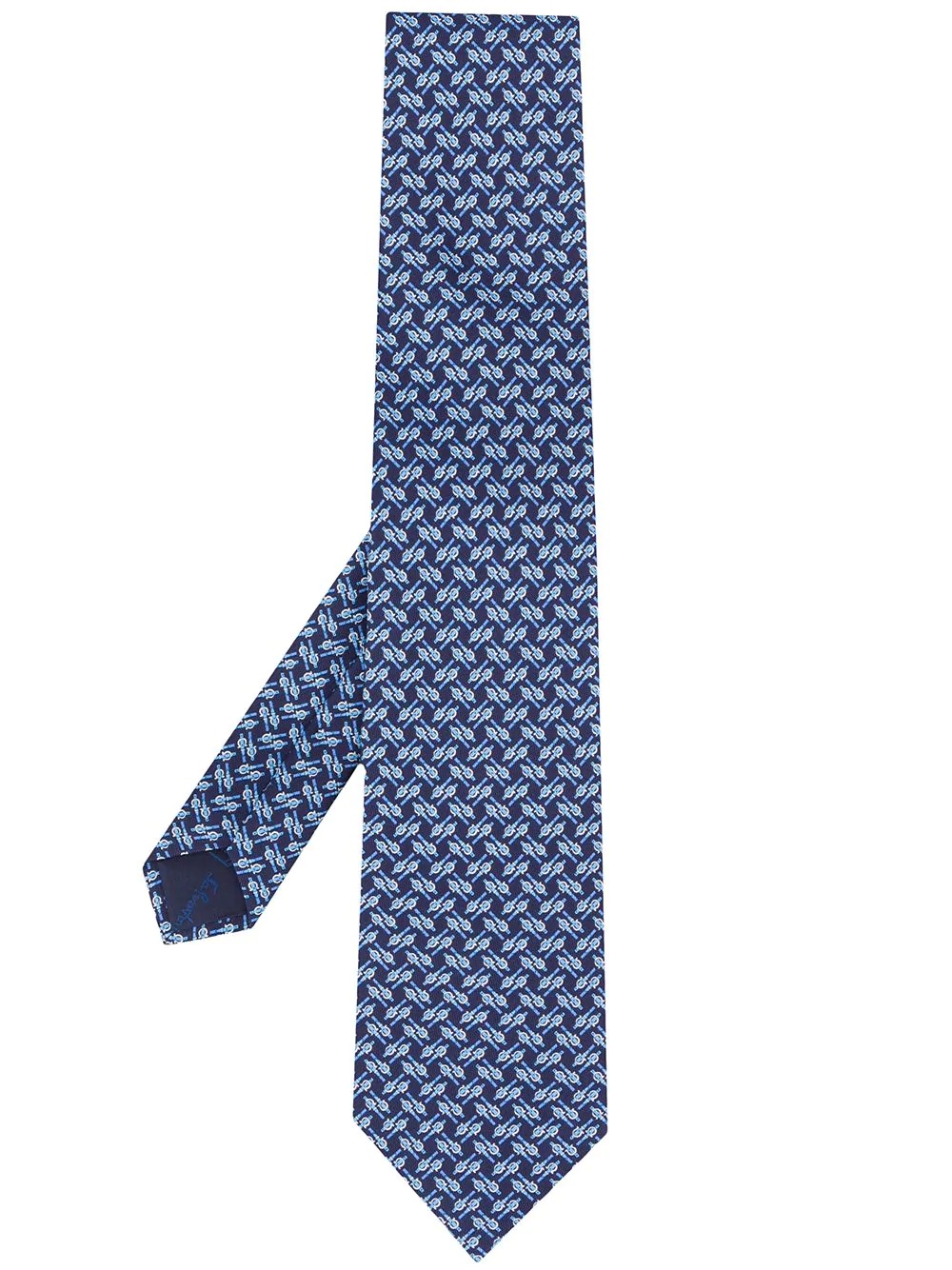 strap-print silk tie - 1