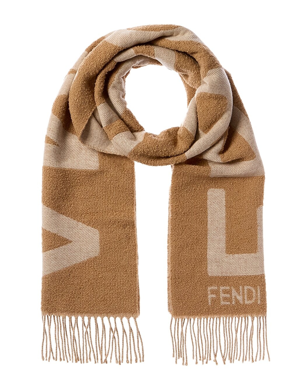FENDI Logo Jacquard Wool & Alpaca-Blend Scarf - 1