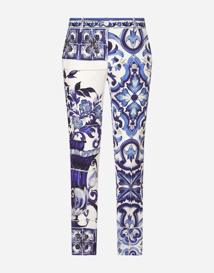 Majolica-print charmeuse pants - 3