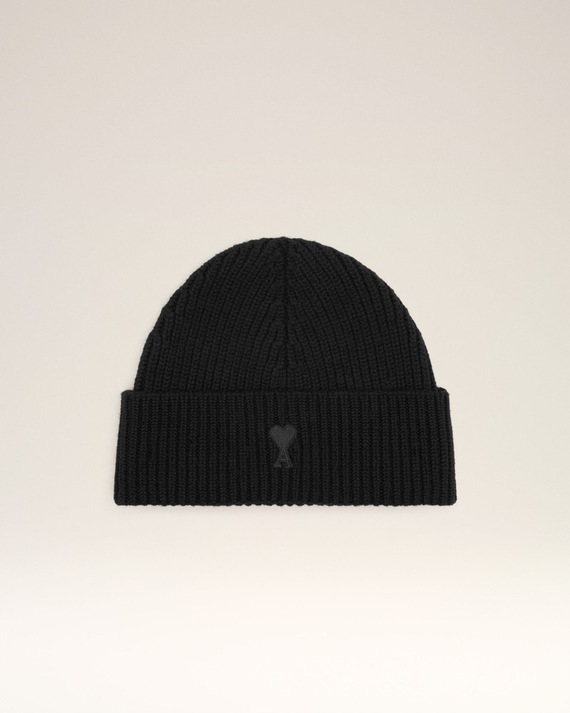 BLACK WOOL AMI DE COEUR BEANIE 1