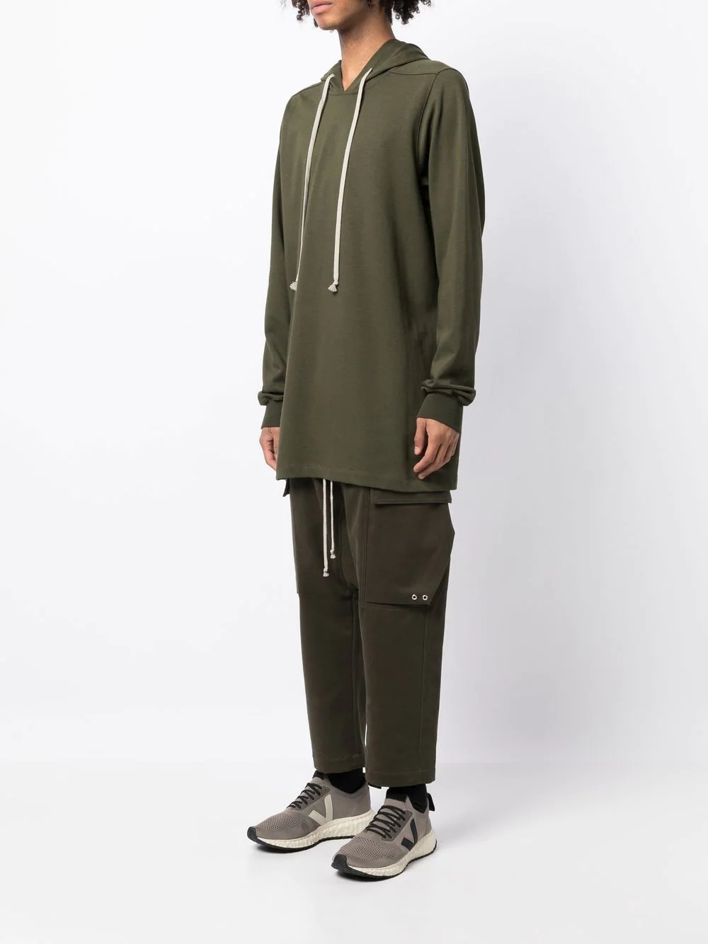 long-length drawstring hoodie - 3