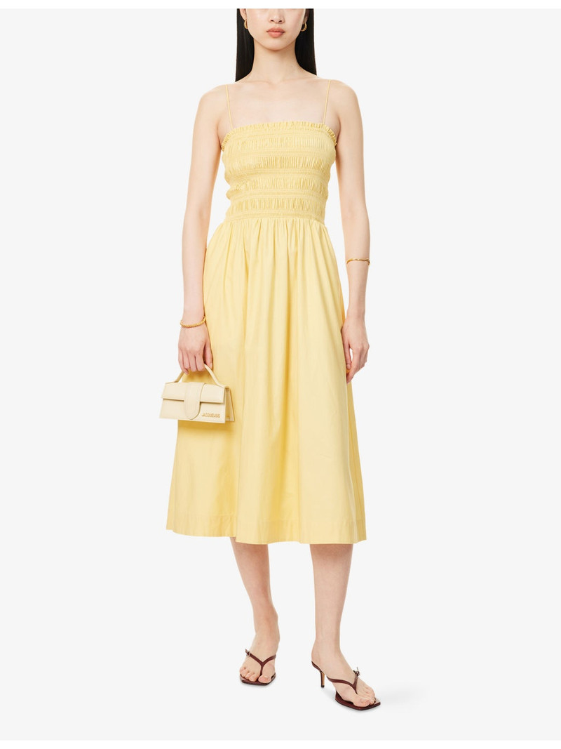 Reformation Kerrie Shirred Stretch-Cotton Midi Dress outlook