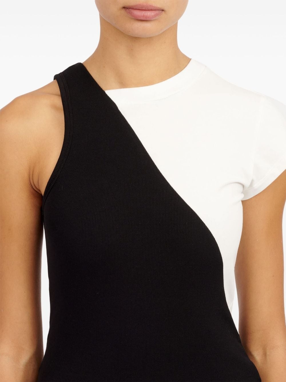 MM6 Maison Margiela asymmetric cotton blend T-shirt | REVERSIBLE