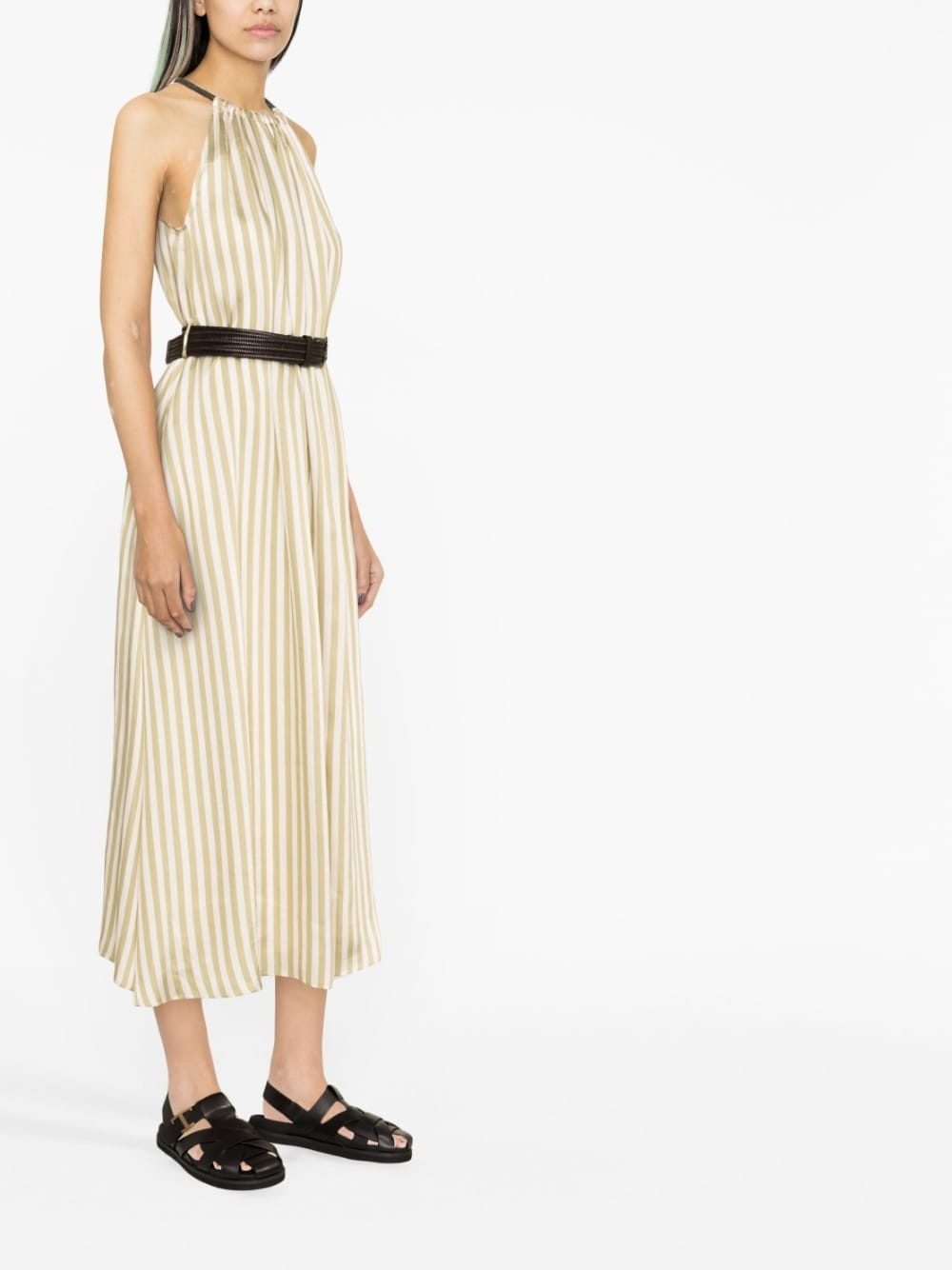 halterneck striped midi dress - 3