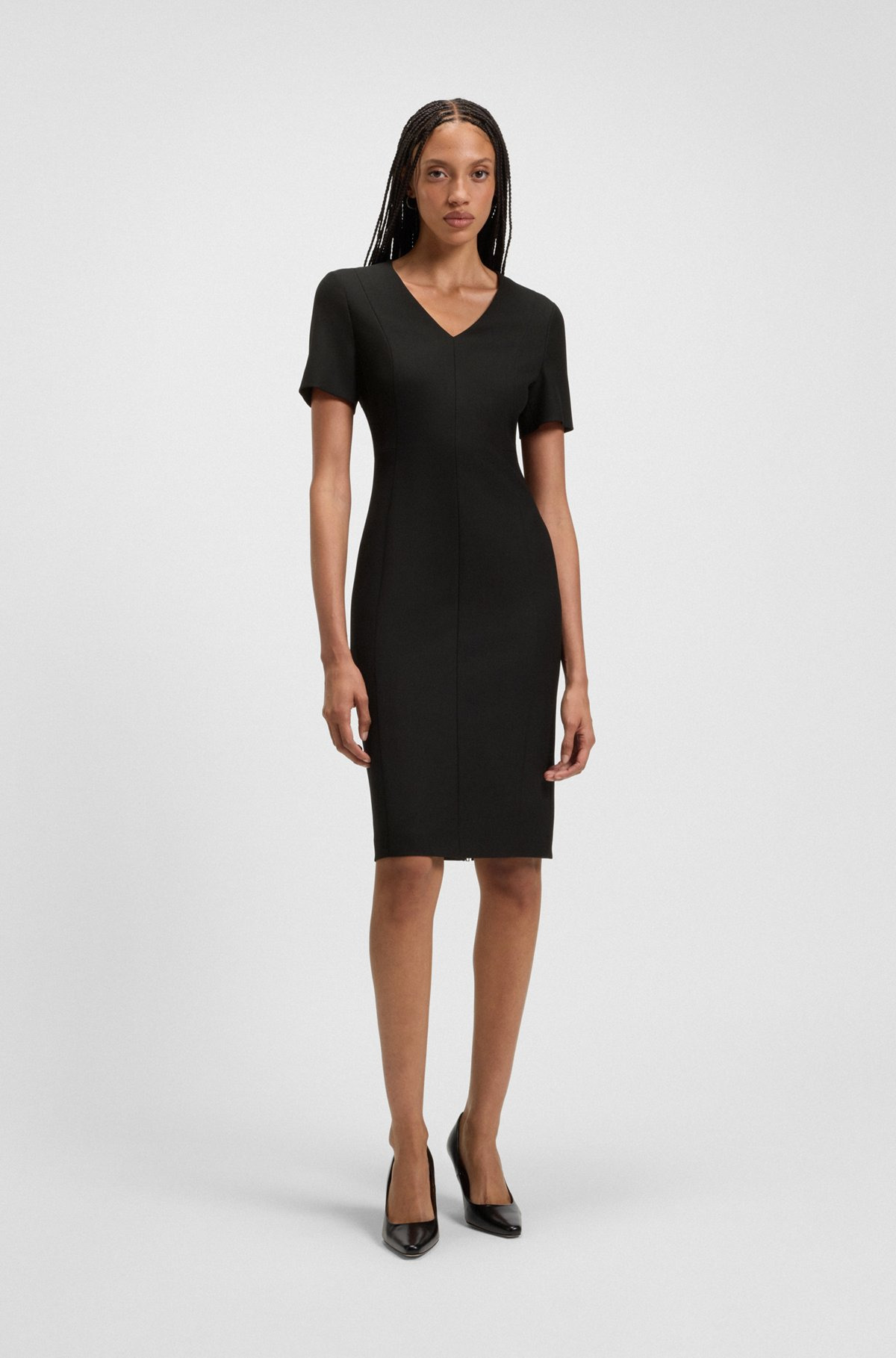 V-NECK DRESS IN STRETCH FABRIC - 3