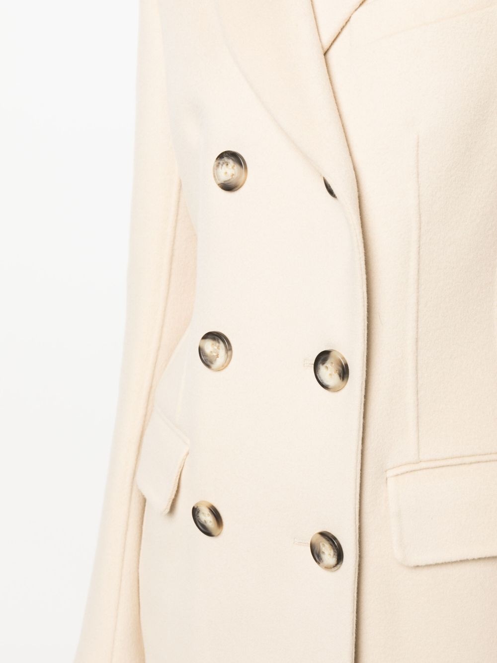 long-sleeved virgin wool double-breasted coat - 5