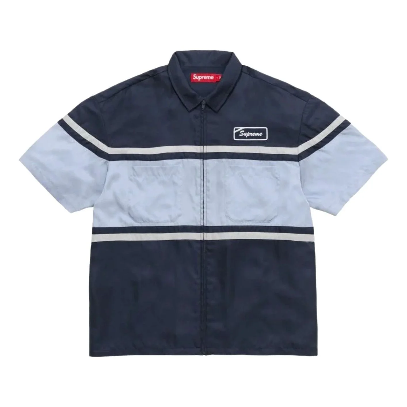 Supreme SS26 Silk Zip Up S/S Shirt 'Navy' SUP-SS26-327-NVY - 1