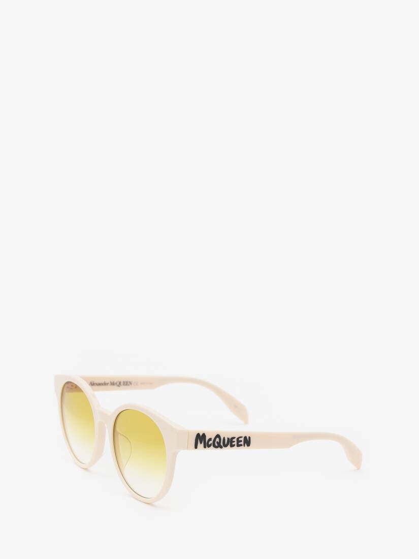 Mcqueen Graffiti Round Sunglasses in White - 3