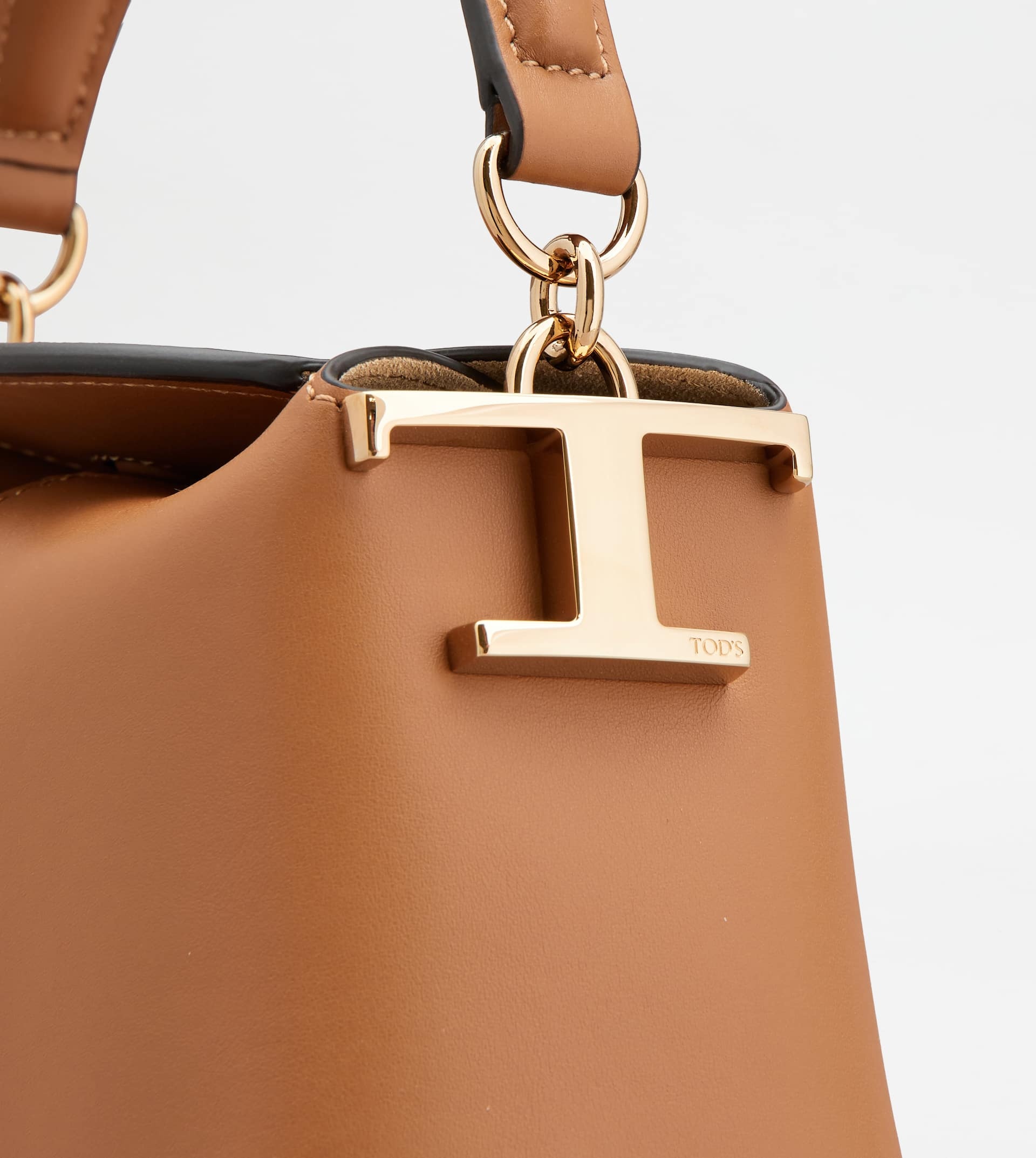 TOD'S T CASE TOTE MESSENGER BAG IN LEATHER MICRO - BROWN - 6