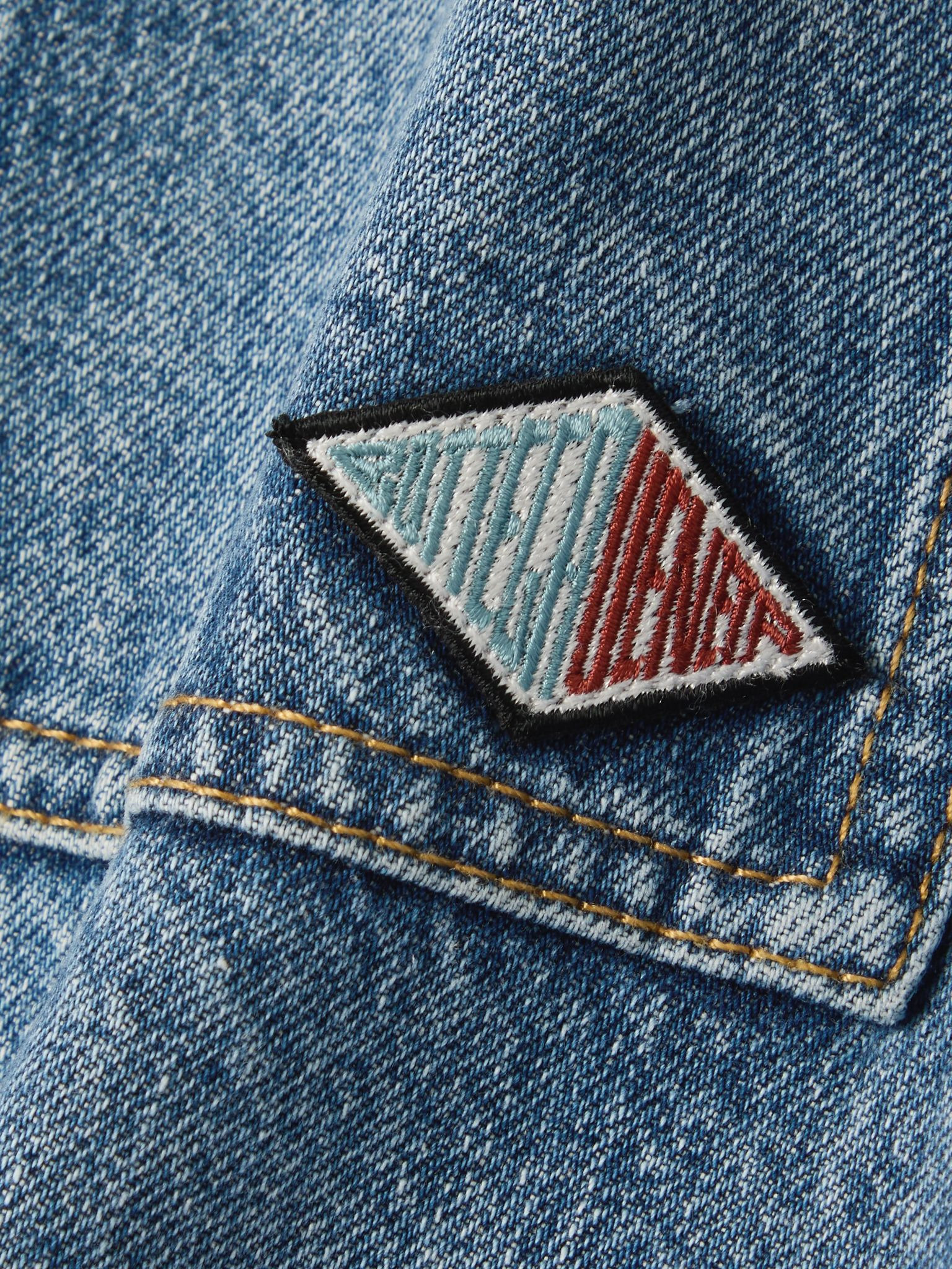 Appliquéd suede-trimmed denim jacket Mid denim - 5