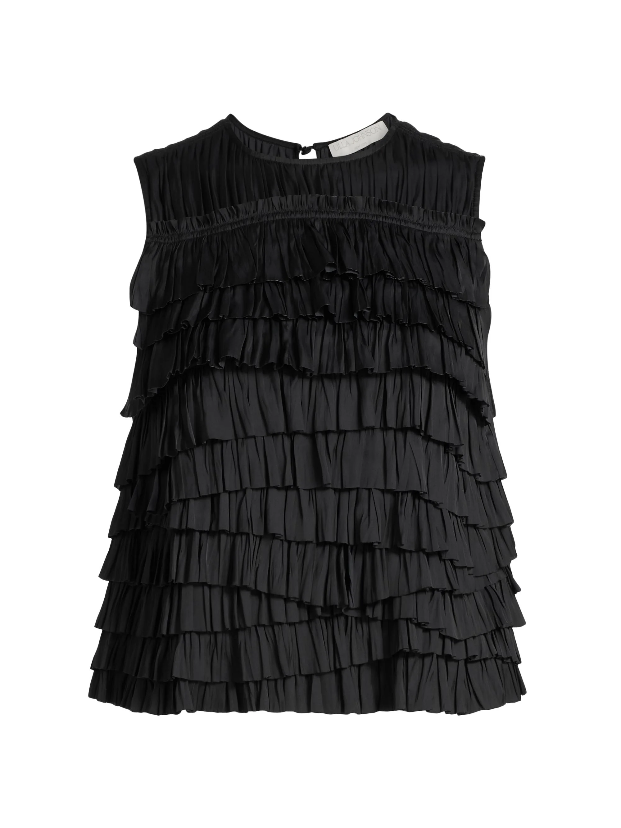 Women's Quinn Satin Plissé Top - Noir - 1
