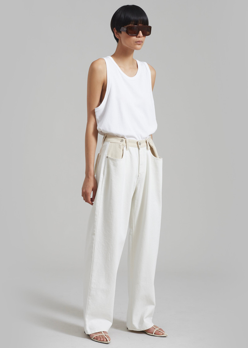 Hayla Contrast Denim Pants - Off White/Beige 11