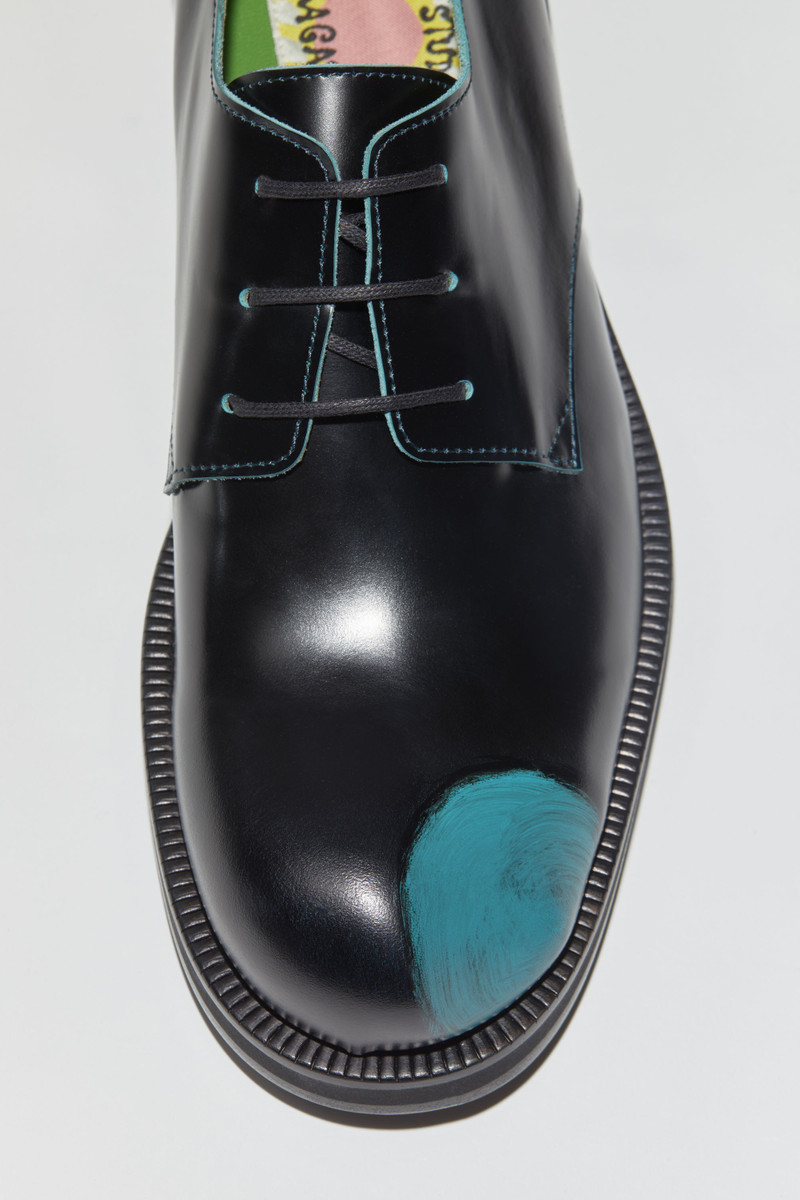 Leather derby shoes - Turquoise blue/black 5
