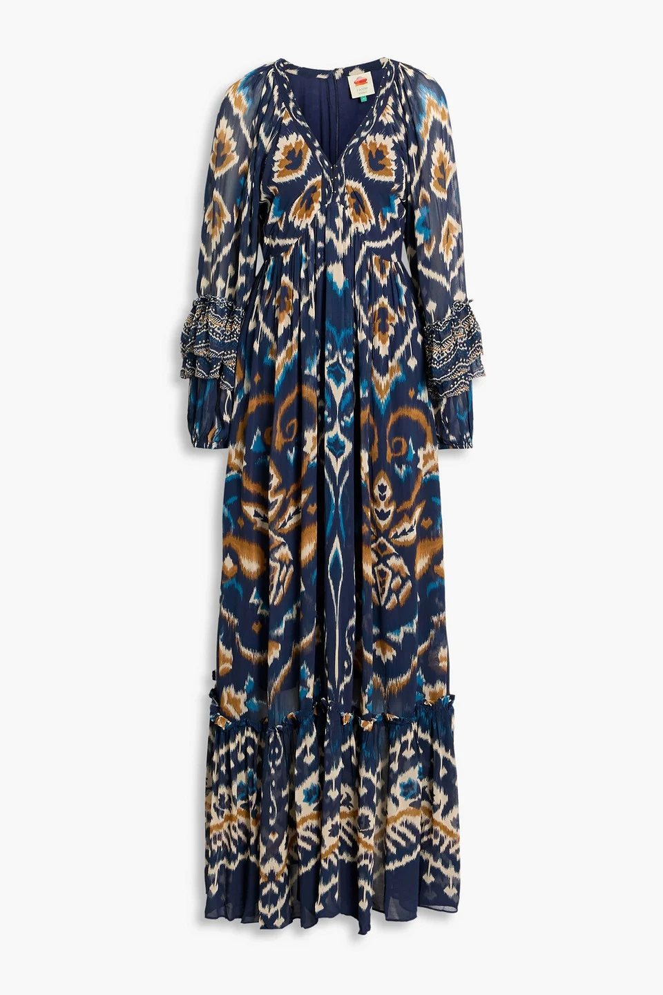 Printed crepe de chine maxi dress - 1