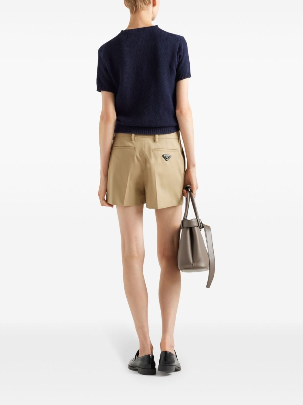 belted twill shorts - 3
