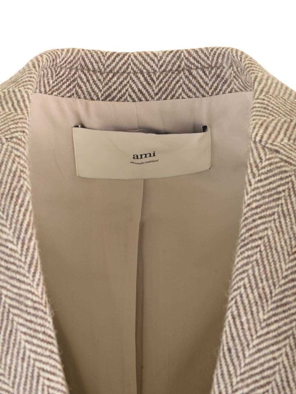 Coat In Brown Herringbone Fabric Coats Brown - 6