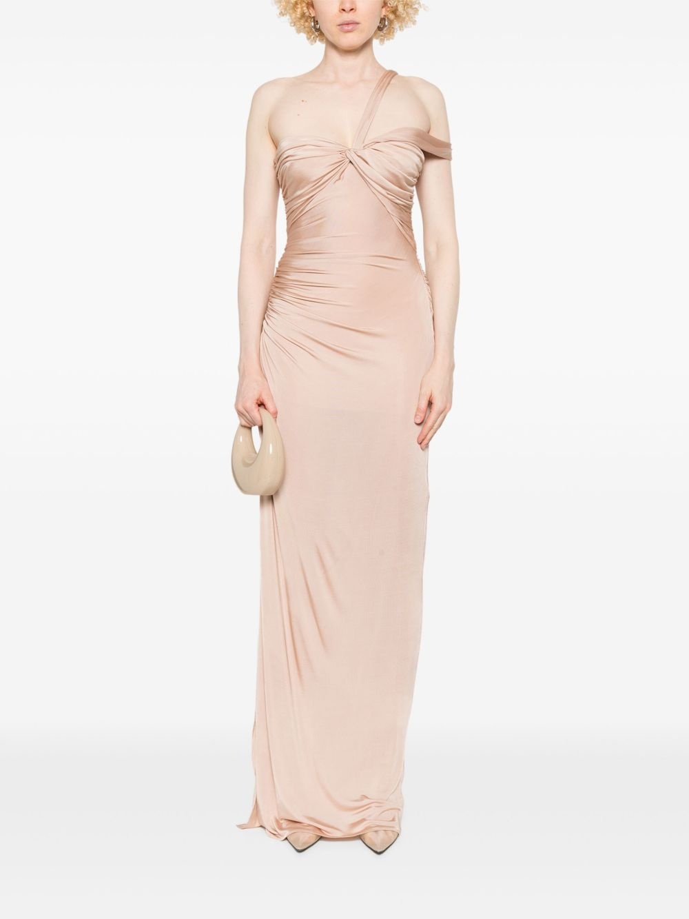 twisted-front one-shoulder gown - 2