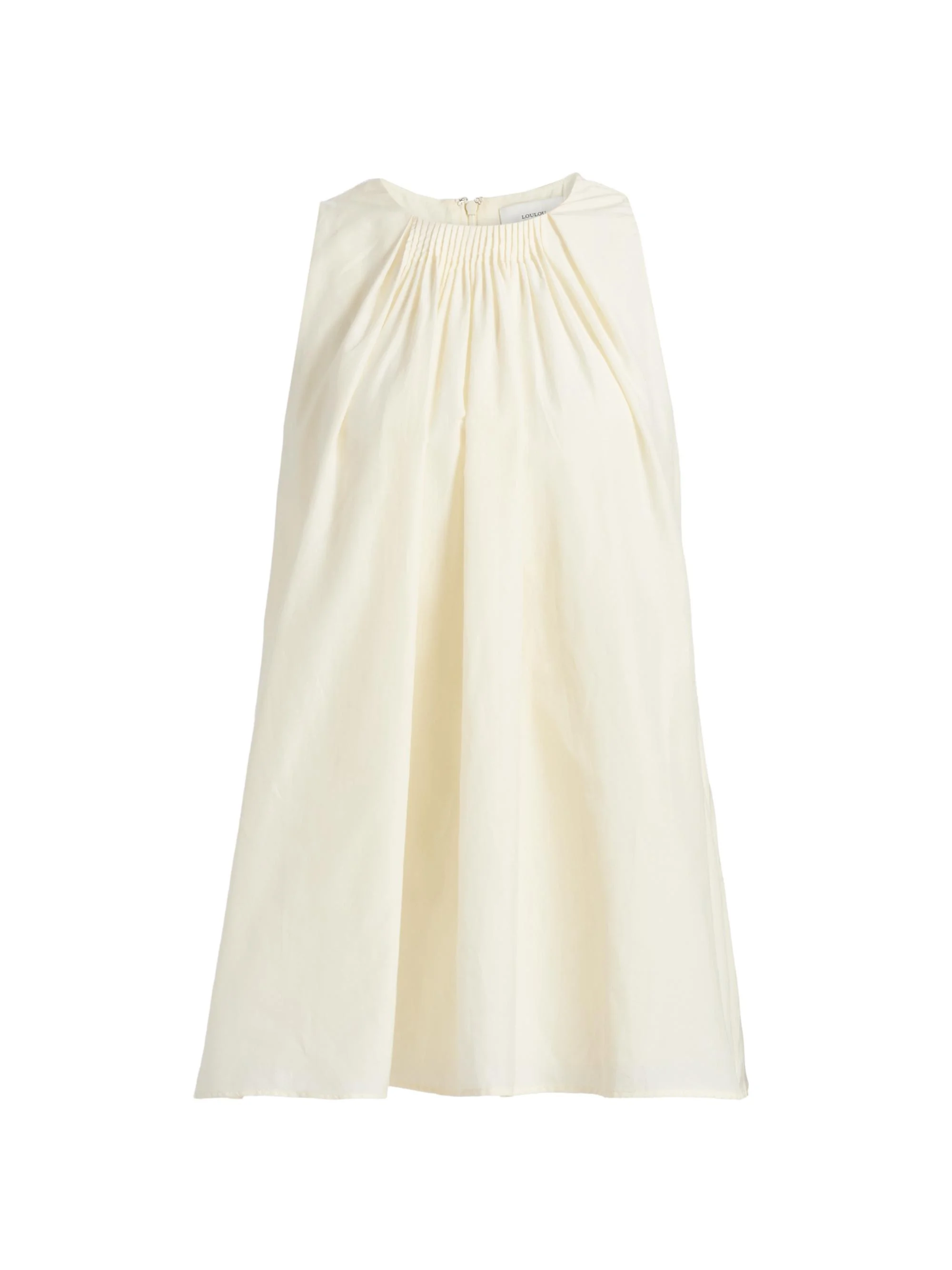 Women's Liao Cotton-Silk Pleated Neckline Blouse - Ivory - 1