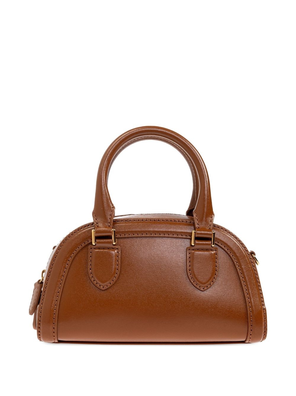 mini structured leather tote bag - 3