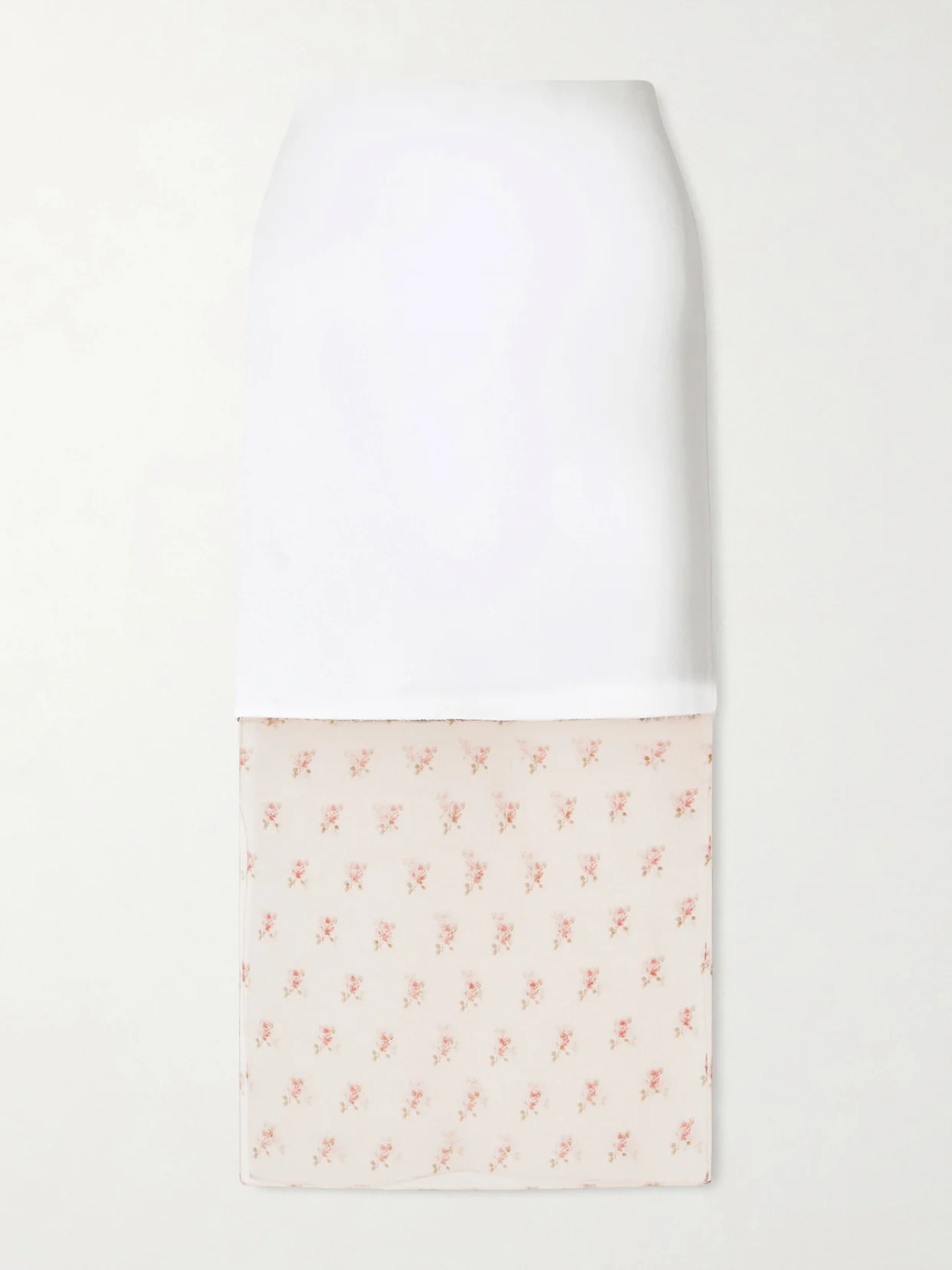 Sybil Layered Frayed Satin-crepe And Floral-print Organza Midi Skirt - 1