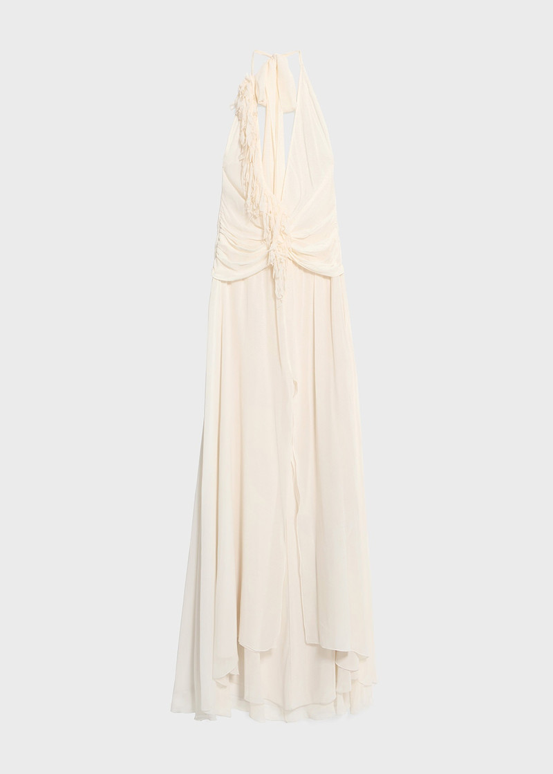 GEORGETTE LONG DRESS WITH DRAPES - 1