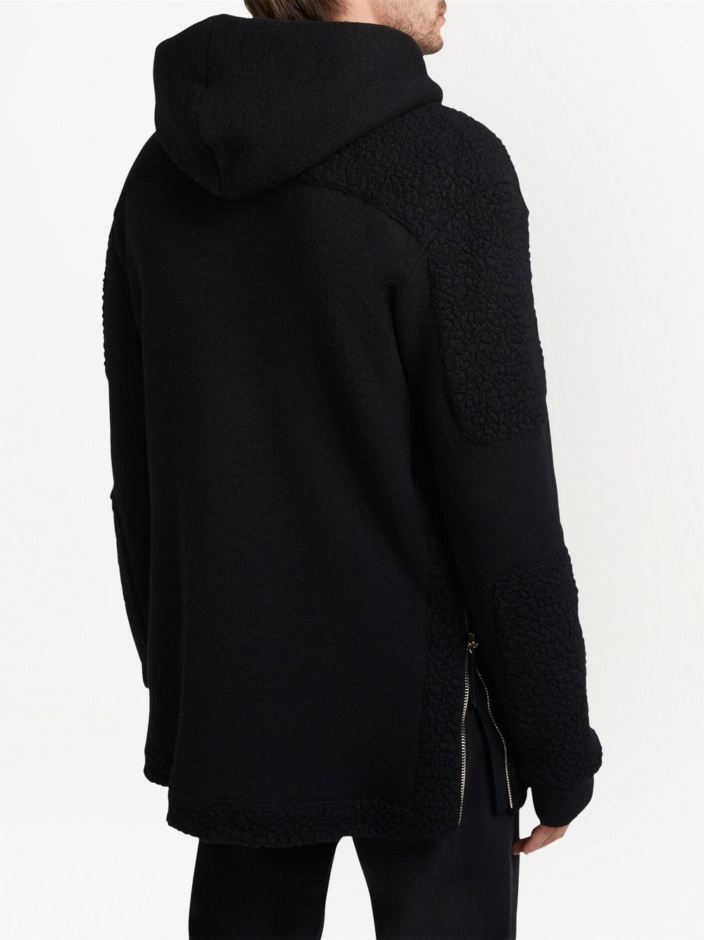 zip-front shearling-trim hoodie - 4