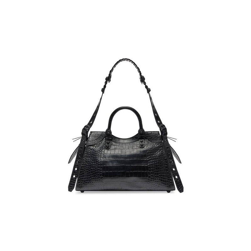 Women's Neo Cagole City Handbag Crocodile Embossed  in Black 4