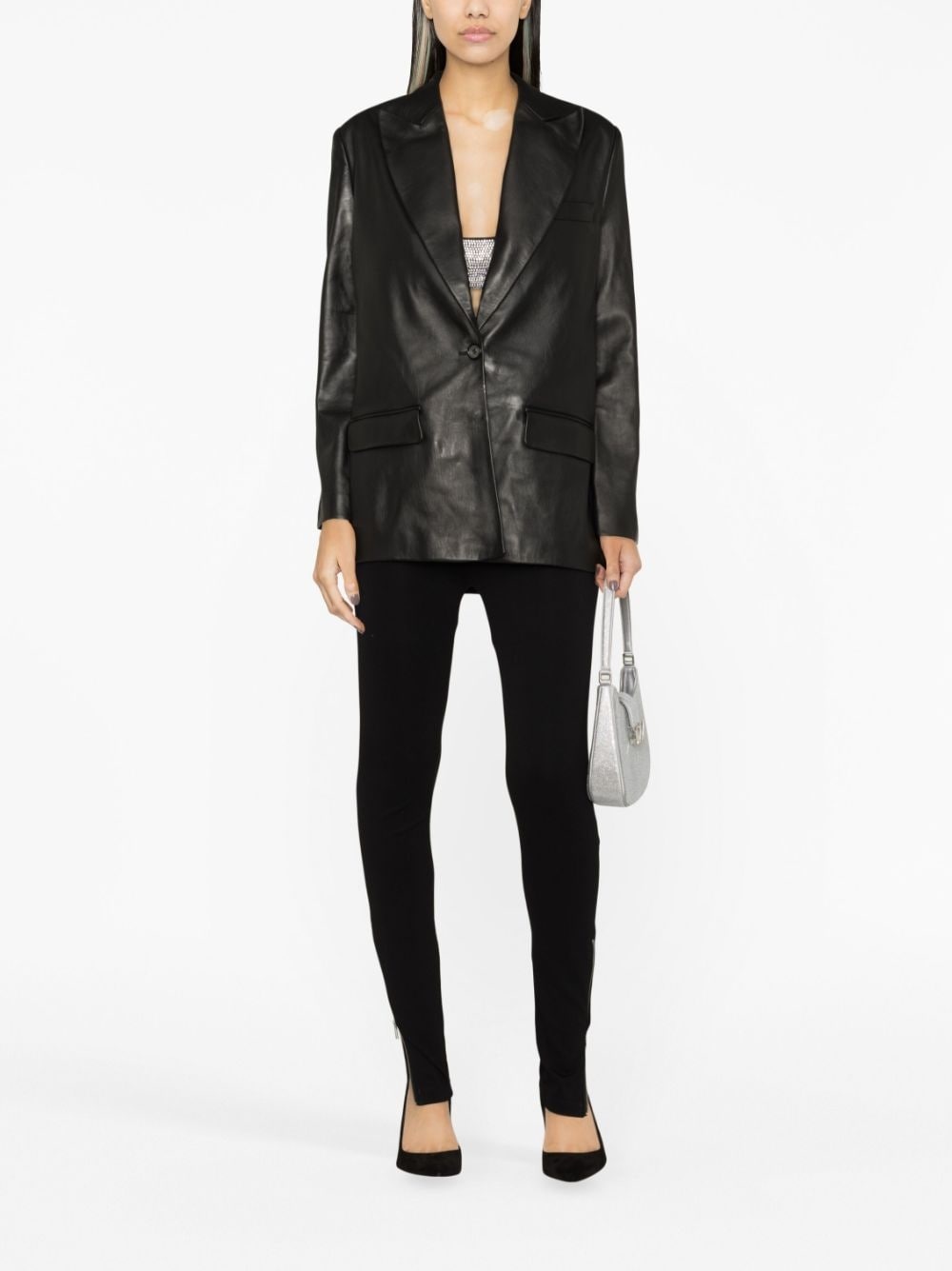 peak-lapels sheepskin blazer - 2