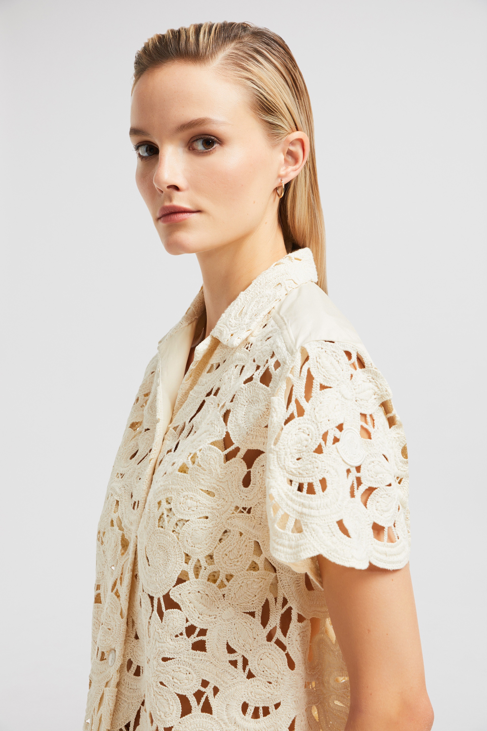 Floral Macramé Short Sleeve Shirt - 4